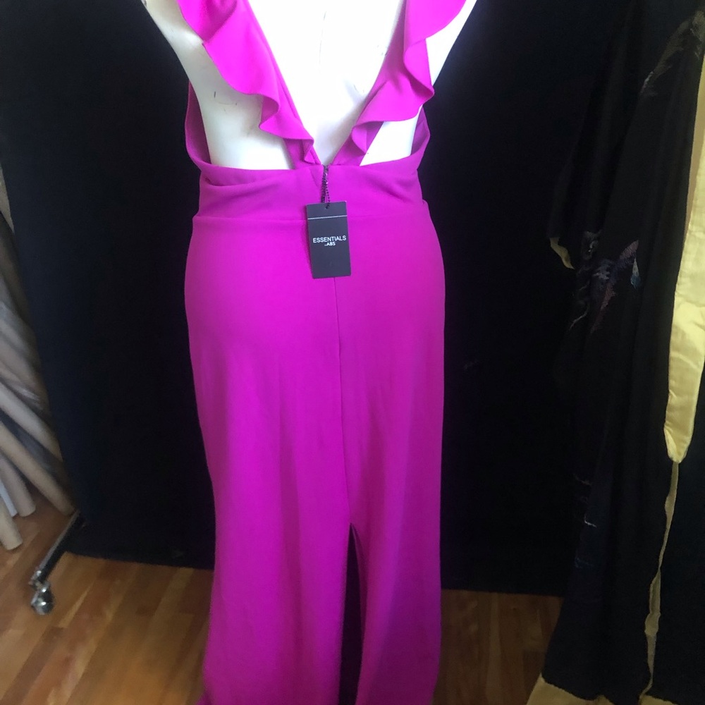 Fuchsia Ruffle V-Neck Maxi Dress - Picture 4 of 4